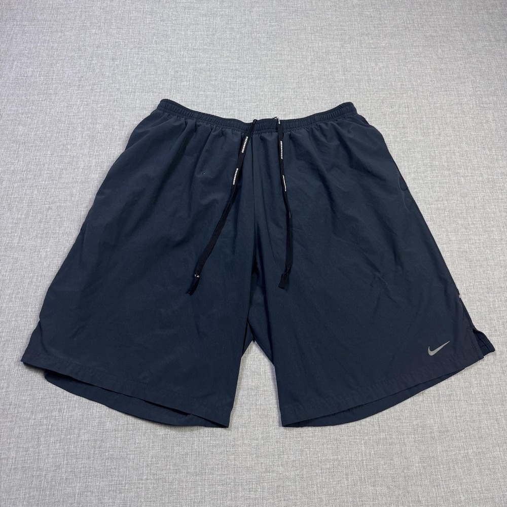 Nike Dri-FIT Brief Lined Running Shorts Mens Large Blue Athletic Drawstring